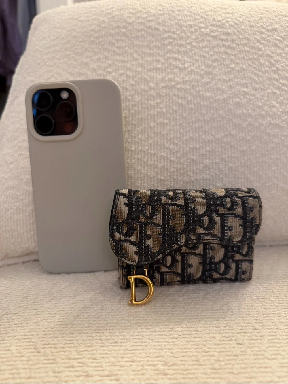 Dior Saddle Bloom Card Holder in Blue Dior Oblique Jacquard